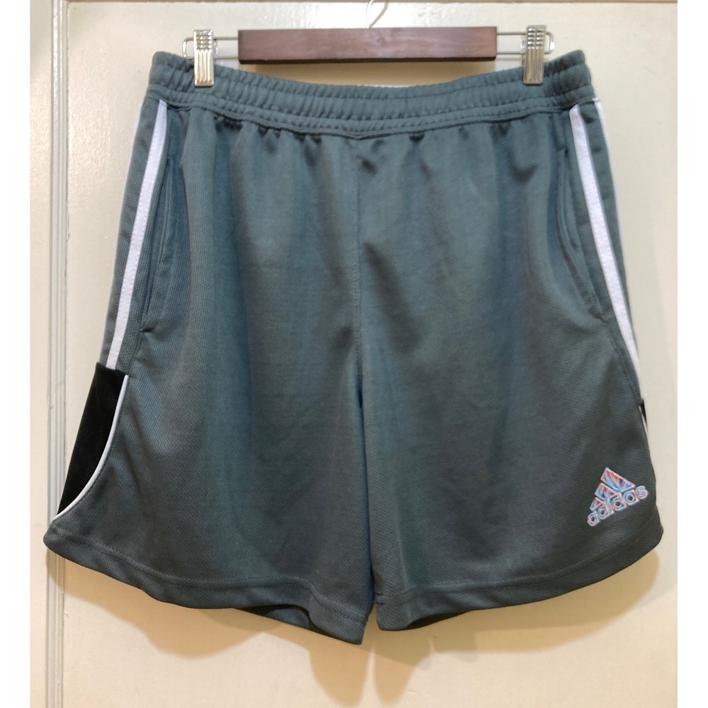 Adidas Mens Basketball Shorts XL Gray‎ Mesh 3-Stripe Athletic Gym Activewear Y2K